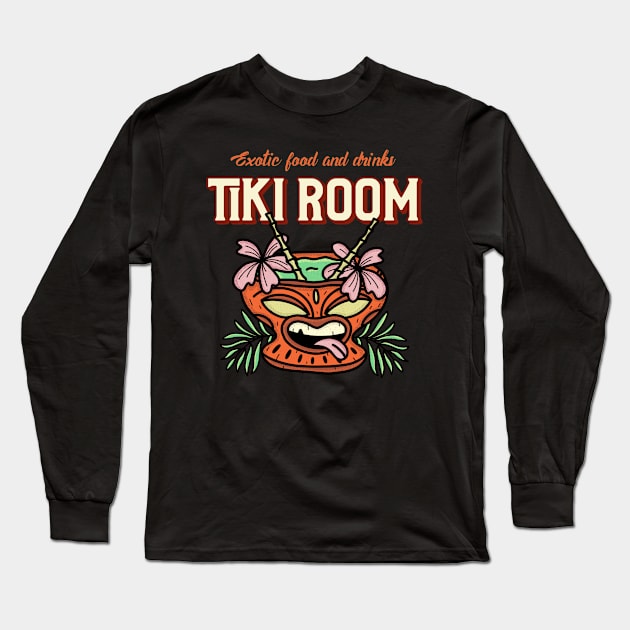 Tiki Bar Tiki Room Hawaii Hawaiian  Polynesian cocktail Long Sleeve T-Shirt by Tip Top Tee's